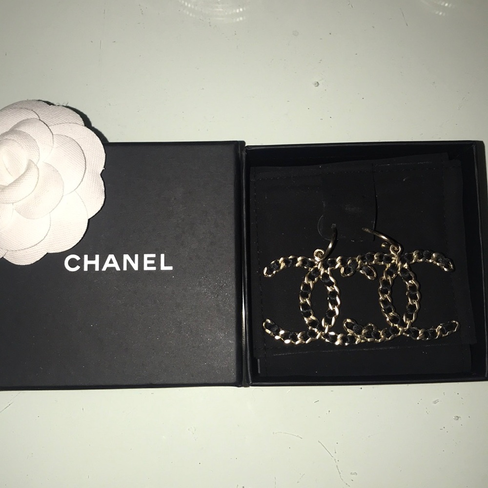 Authentic Chanel large CC dangle earrings
